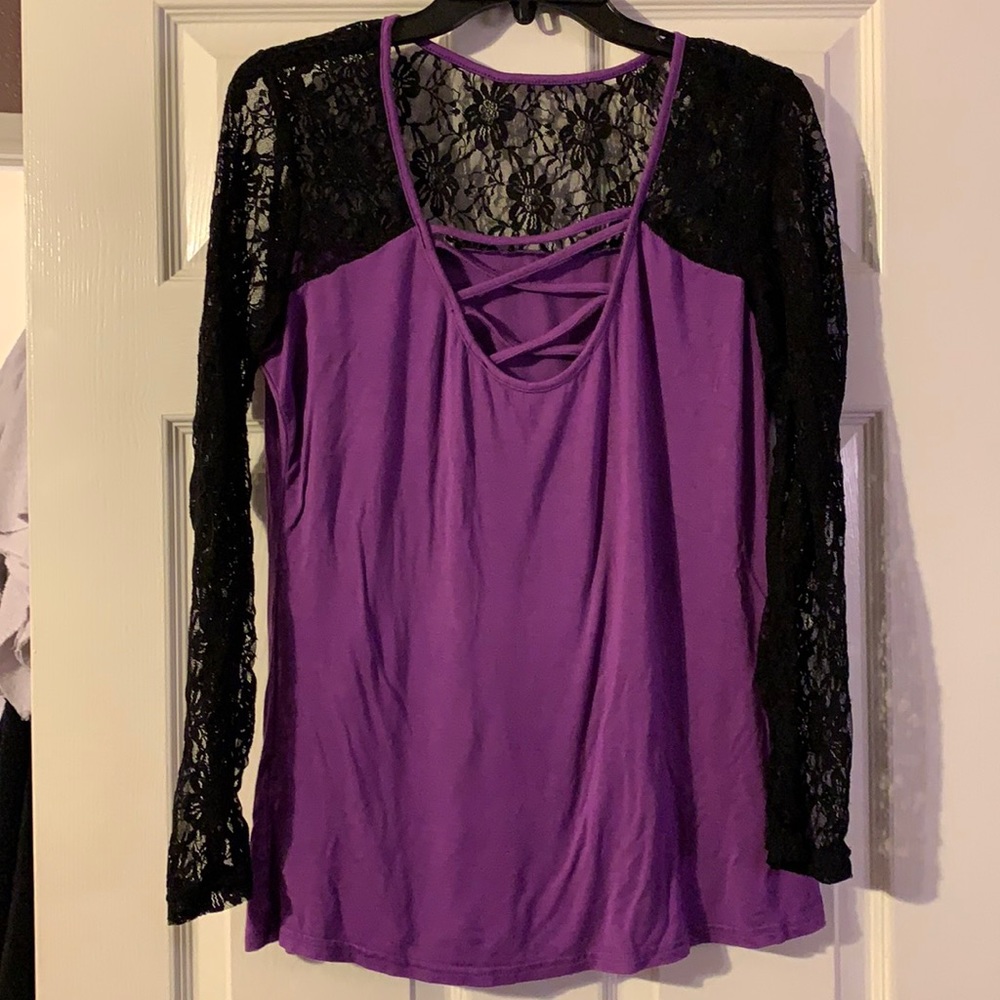 Purple and Black Lacy Top